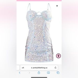 NWT prettylittlething blue sequin dress